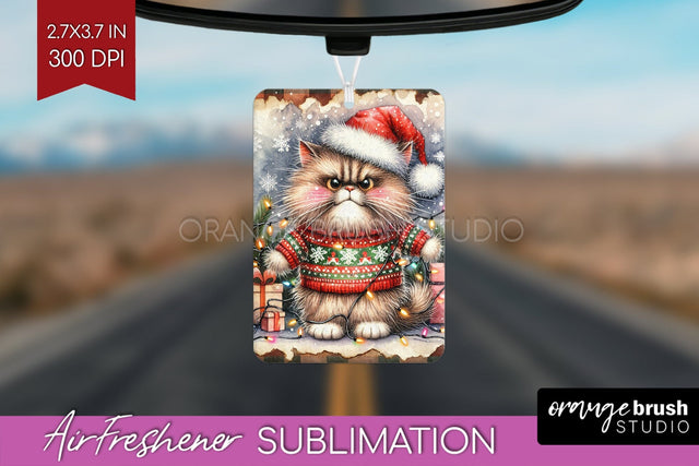 Christmas Cat Air Freshener PNG - Funny PNG Sublimation Sublimation OrangeBrushStudio 