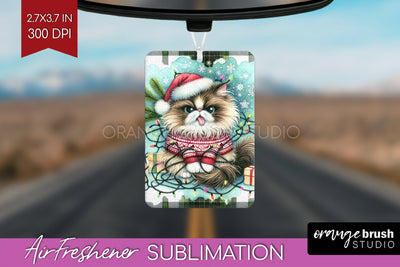 Christmas Cat Air Freshener PNG - Funny PNG Sublimation Sublimation OrangeBrushStudio 