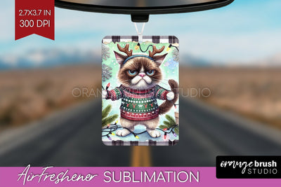 Christmas Cat Air Freshener PNG - Funny PNG Sublimation Sublimation OrangeBrushStudio 