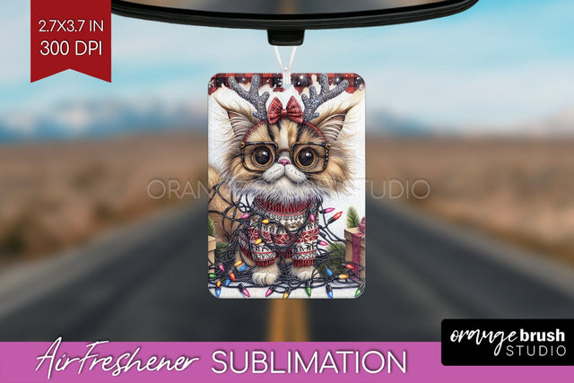 Christmas Cat Air Freshener PNG - Funny PNG Sublimation Sublimation OrangeBrushStudio 