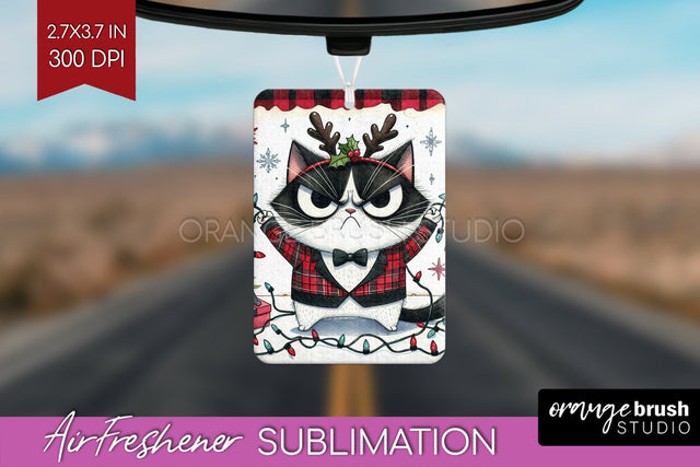 Christmas Cat Air Freshener PNG - Funny PNG Sublimation Sublimation OrangeBrushStudio 