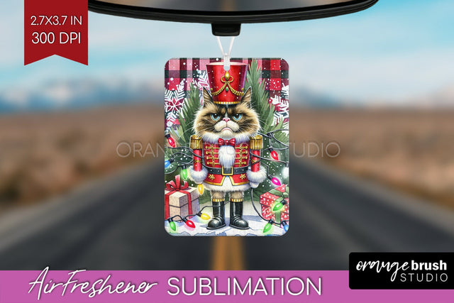 Christmas Cat Air Freshener PNG - Funny PNG Sublimation Sublimation OrangeBrushStudio 