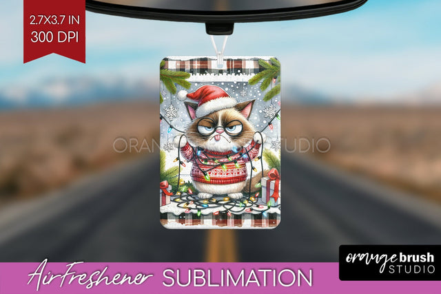 Christmas Cat Air Freshener PNG - Funny PNG Sublimation Sublimation OrangeBrushStudio 