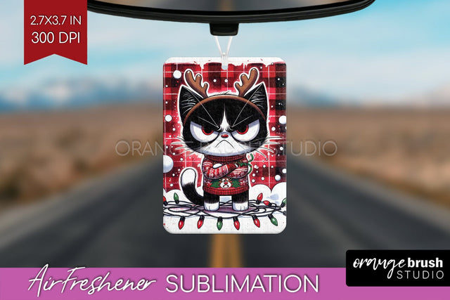 Christmas Cat Air Freshener PNG - Funny PNG Sublimation Sublimation OrangeBrushStudio 