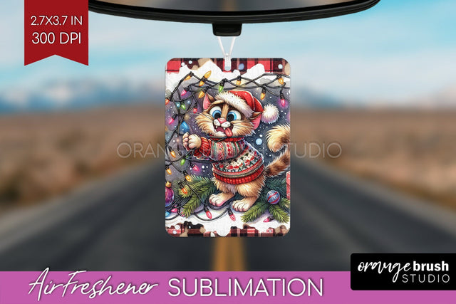 Christmas Cat Air Freshener PNG - Funny PNG Sublimation Sublimation OrangeBrushStudio 