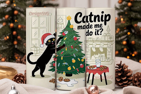 Christmas Cat-astrophe 20oz Tumbler Sublimation DesignSVG 