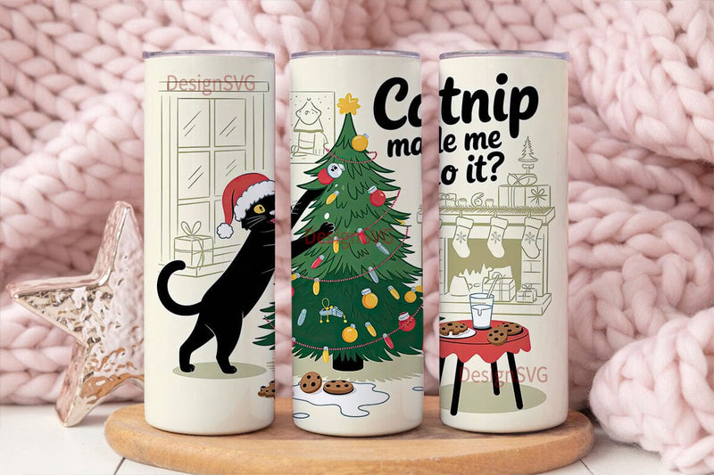 Christmas Cat-astrophe 20oz Tumbler Sublimation DesignSVG 