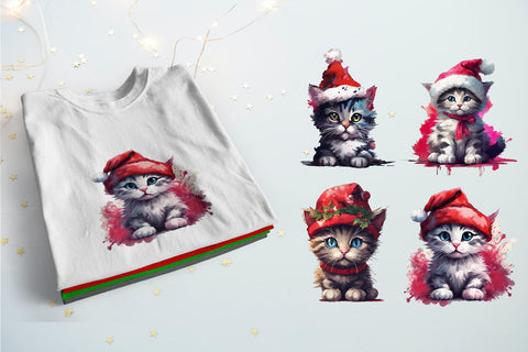 Christmas Cat Clipart PNG Files Sublimation zafrans studio 