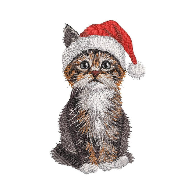 Christmas Cat Embroidery Design, Merry Christmas Kitty Machine Embroidery File, 4 sizes, Instant download Embroidery/Applique DESIGNS Nino Nadaraia 