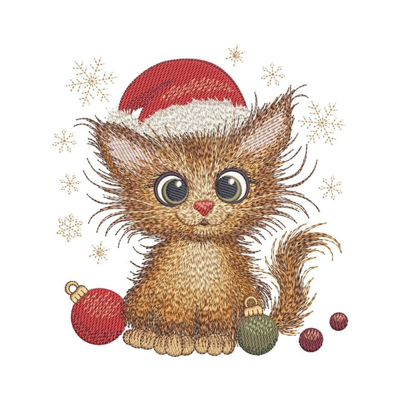Christmas Cat Embroidery Design, Merry Christmas Machine Embroidery File, 3 sizes, Instant download Embroidery/Applique DESIGNS Nino Nadaraia 