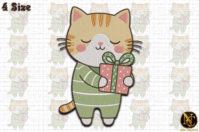 Christmas Cat Gift Embroidery Design Embroidery/Applique DESIGNS designartist 