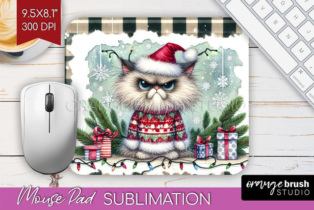 Christmas Cat Mouse Pad Sublimation - Funny Mousepad PNG Sublimation OrangeBrushStudio 