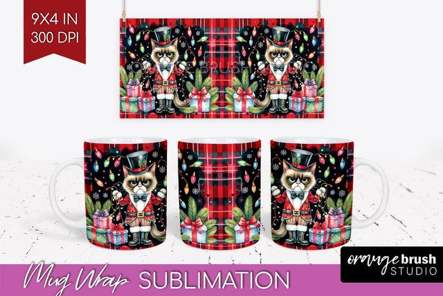 Christmas Cat Mug Wrap - Funny Mug PNG Sublimation Sublimation OrangeBrushStudio 