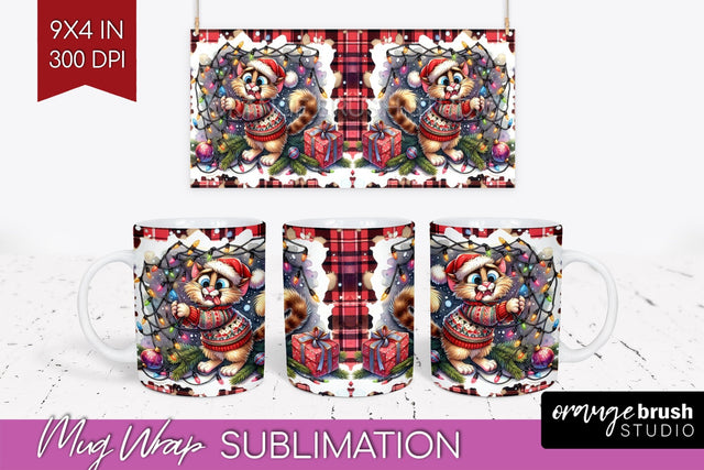 Christmas Cat Mug Wrap - Funny Mug PNG Sublimation Sublimation OrangeBrushStudio 