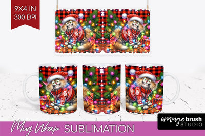 Christmas Cat Mug Wrap - Funny Mug PNG Sublimation Sublimation OrangeBrushStudio 