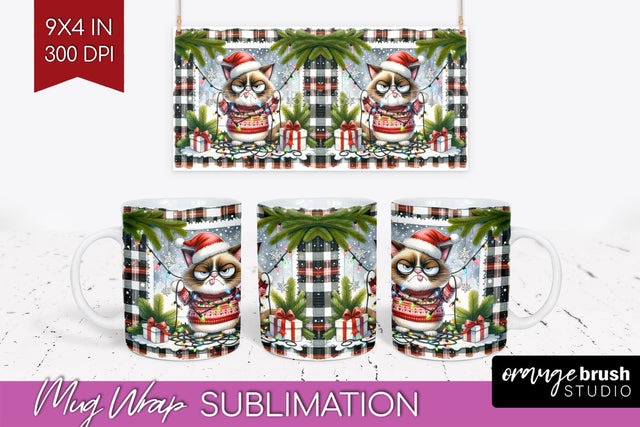 Christmas Cat Mug Wrap - Funny Mug PNG Sublimation Sublimation OrangeBrushStudio 
