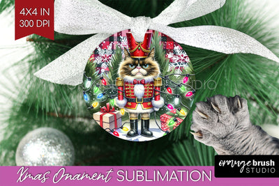 Christmas Cat Ornament PNG - Funny PNG Sublimation Sublimation OrangeBrushStudio 