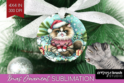 Christmas Cat Ornament PNG - Funny PNG Sublimation Sublimation OrangeBrushStudio 