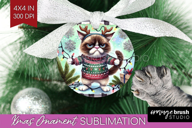 Christmas Cat Ornament PNG - Funny PNG Sublimation Sublimation OrangeBrushStudio 