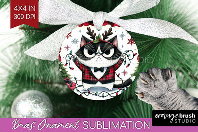 Christmas Cat Ornament PNG - Funny PNG Sublimation Sublimation OrangeBrushStudio 