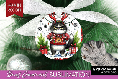 Christmas Cat Ornament PNG - Funny PNG Sublimation Sublimation OrangeBrushStudio 