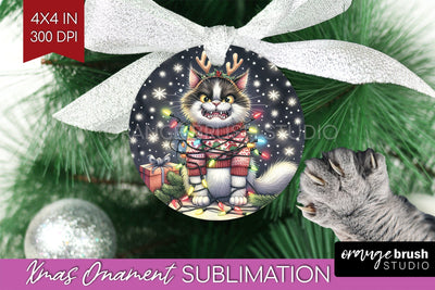 Christmas Cat Ornament PNG - Funny PNG Sublimation Sublimation OrangeBrushStudio 