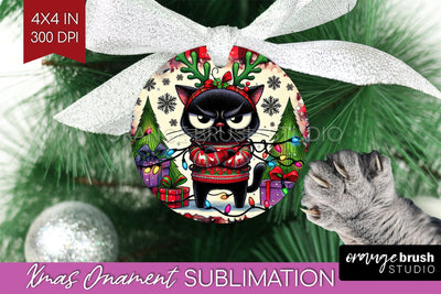 Christmas Cat Ornament PNG - Funny PNG Sublimation Sublimation OrangeBrushStudio 