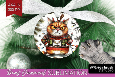 Christmas Cat Ornament PNG - Funny PNG Sublimation Sublimation OrangeBrushStudio 