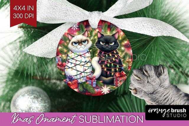 Christmas Cat Ornament PNG - Funny PNG Sublimation Sublimation OrangeBrushStudio 
