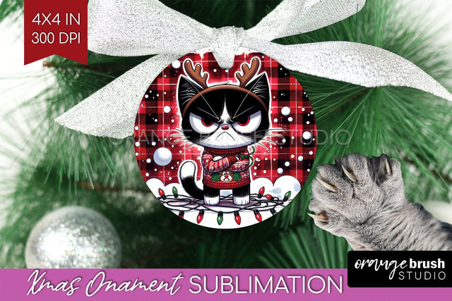 Christmas Cat Ornament PNG - Funny PNG Sublimation Sublimation OrangeBrushStudio 