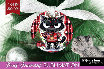 Christmas Cat Ornament PNG - Funny PNG Sublimation Sublimation OrangeBrushStudio 