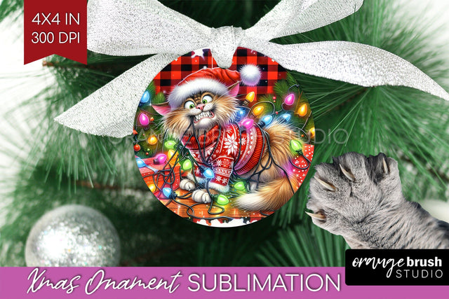 Christmas Cat Ornament PNG - Funny PNG Sublimation Sublimation OrangeBrushStudio 