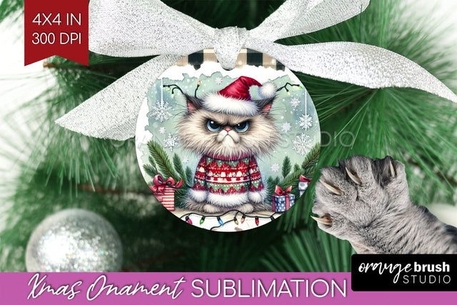 Christmas Cat Ornament PNG - Funny PNG Sublimation Sublimation OrangeBrushStudio 