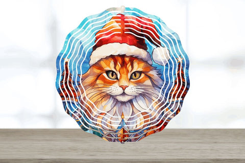 Christmas Cat Painted Wind Spinner Sublimation Designs Bundle Sublimation Regulrcrative 