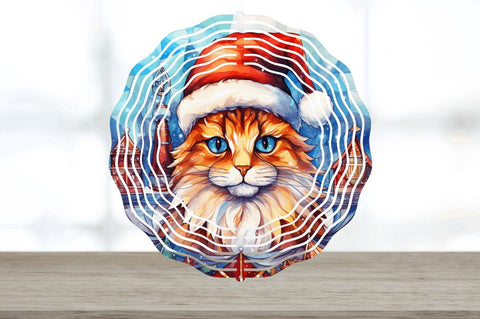 Christmas Cat Painted Wind Spinner Sublimation Designs Bundle Sublimation Regulrcrative 