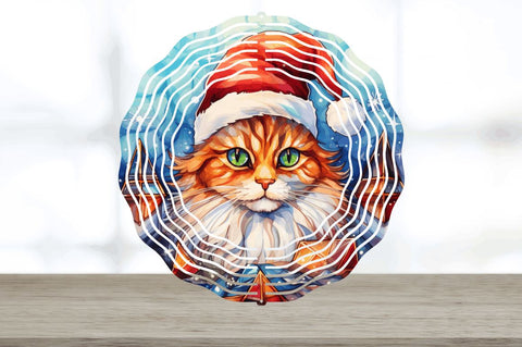 Christmas Cat Painted Wind Spinner Sublimation Designs Bundle Sublimation Regulrcrative 