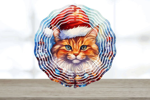 Christmas Cat Painted Wind Spinner Sublimation Designs Bundle Sublimation Regulrcrative 