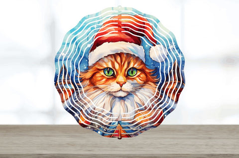 Christmas Cat Painted Wind Spinner Sublimation Designs Bundle Sublimation Regulrcrative 