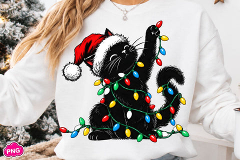 Christmas Cat PNG, Funny Christmas PNG Sublimation DesignPlante 503 