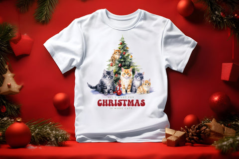 Christmas Cat PNG Sublimation Design Sublimation CraftLabSVG 