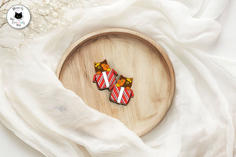Christmas Cat Stud Earrings Laser Cut SVG Ivy's Creativity House 