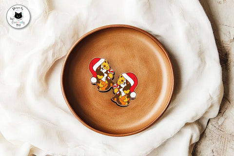 Christmas Cat Stud Earrings Laser Cut SVG Ivy's Creativity House 