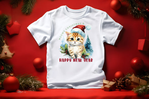 Christmas Cat Sublimation Design PNG Sublimation CraftLabSVG 