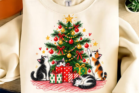 Christmas Cat Tree PNG, Funny Christmas PNG Sublimation DesignPlante 503 