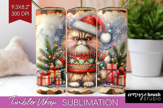 Christmas Cat Tumbler Wrap - Funny Tumbler PNG Sublimation Sublimation OrangeBrushStudio 