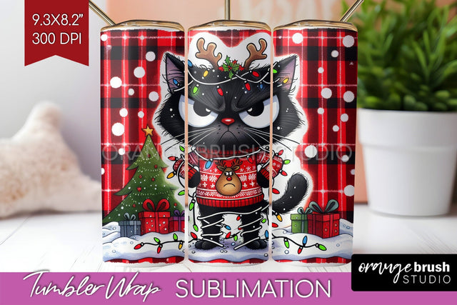 Christmas Cat Tumbler Wrap - Funny Tumbler PNG Sublimation Sublimation OrangeBrushStudio 