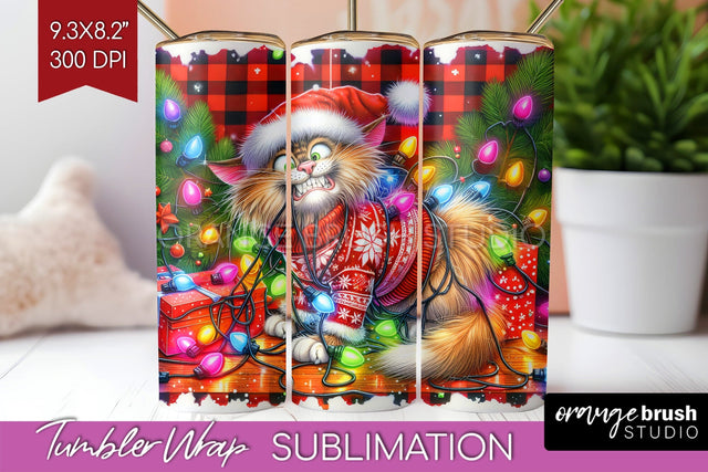Christmas Cat Tumbler Wrap - Funny Tumbler PNG Sublimation Sublimation OrangeBrushStudio 