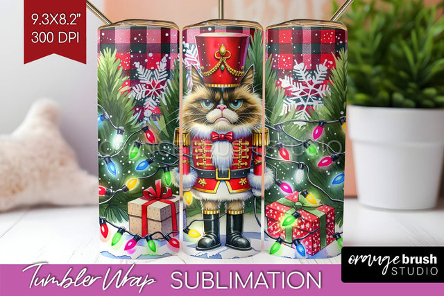 Christmas Cat Tumbler Wrap - Funny Tumbler PNG Sublimation Sublimation OrangeBrushStudio 