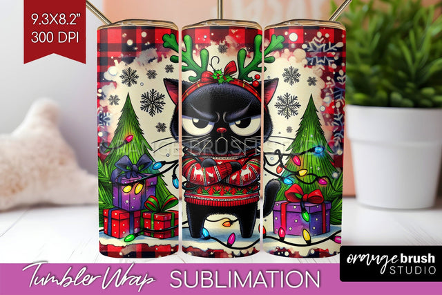 Christmas Cat Tumbler Wrap - Funny Tumbler PNG Sublimation Sublimation OrangeBrushStudio 