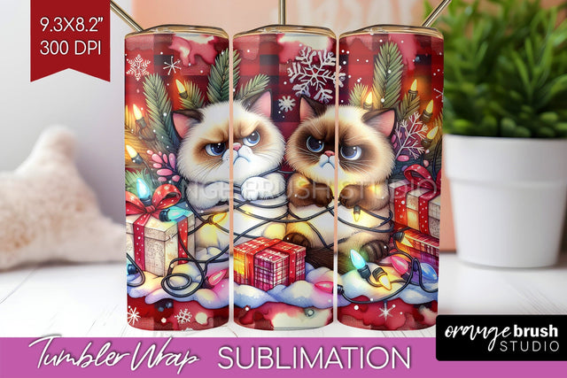 Christmas Cat Tumbler Wrap - Funny Tumbler PNG Sublimation Sublimation OrangeBrushStudio 